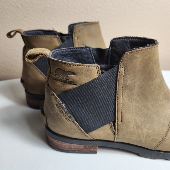 Sorel Emelie III Womens |10| Tobacco Brown Waterproof Leather Chelsea Bootie - Picture 7 of 9